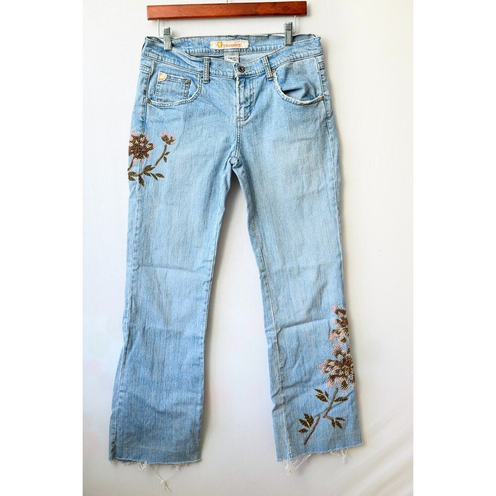 Z. Cavaricci Vintage Jeans 11 beaded raw hem 30" x 29.5"